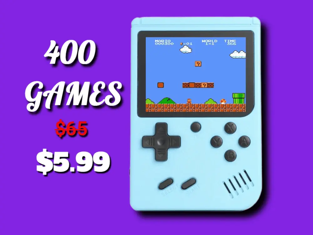 Handheld Retro Video Game System With 400 Games! 9 color options – $5.99 (originally $65)